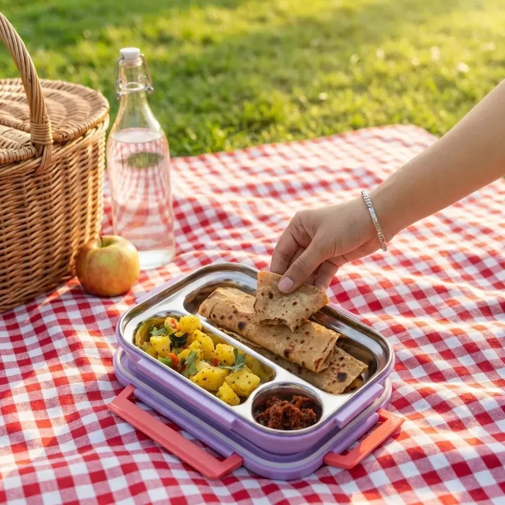 Multi compartment lunch box ideal for office school & travelling - home kitchen