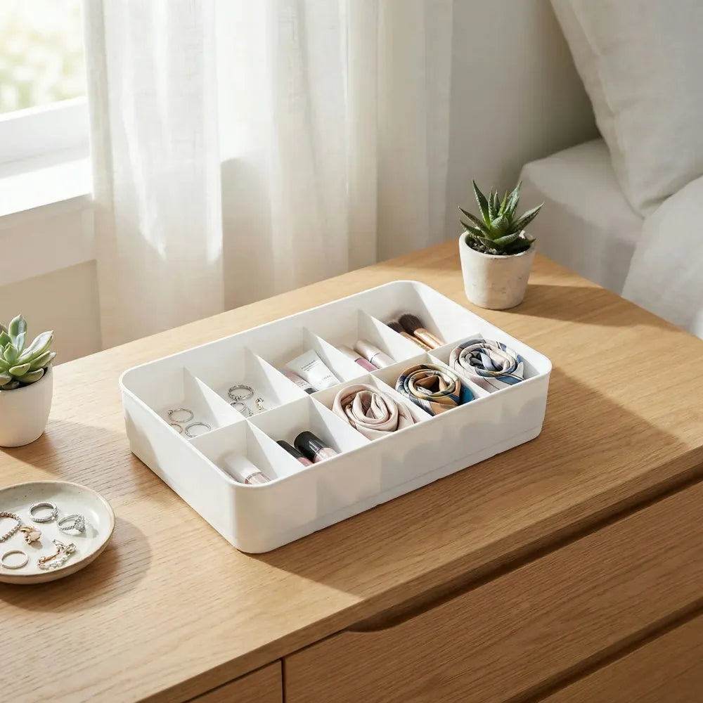 Multi-function desktop drawer storage box 10 grid underwear socks (2 pc set) - home & kitchen