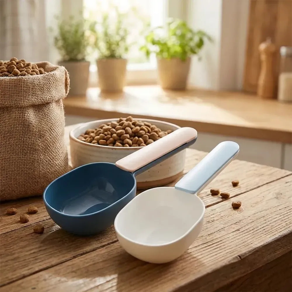 Multi-functional measuring scoop with clip - home improvement