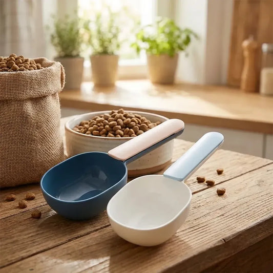Multi-functional measuring scoop with clip - home improvement