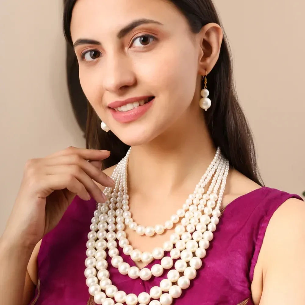Multi-strand graduated pearl necklace set - jeweller set