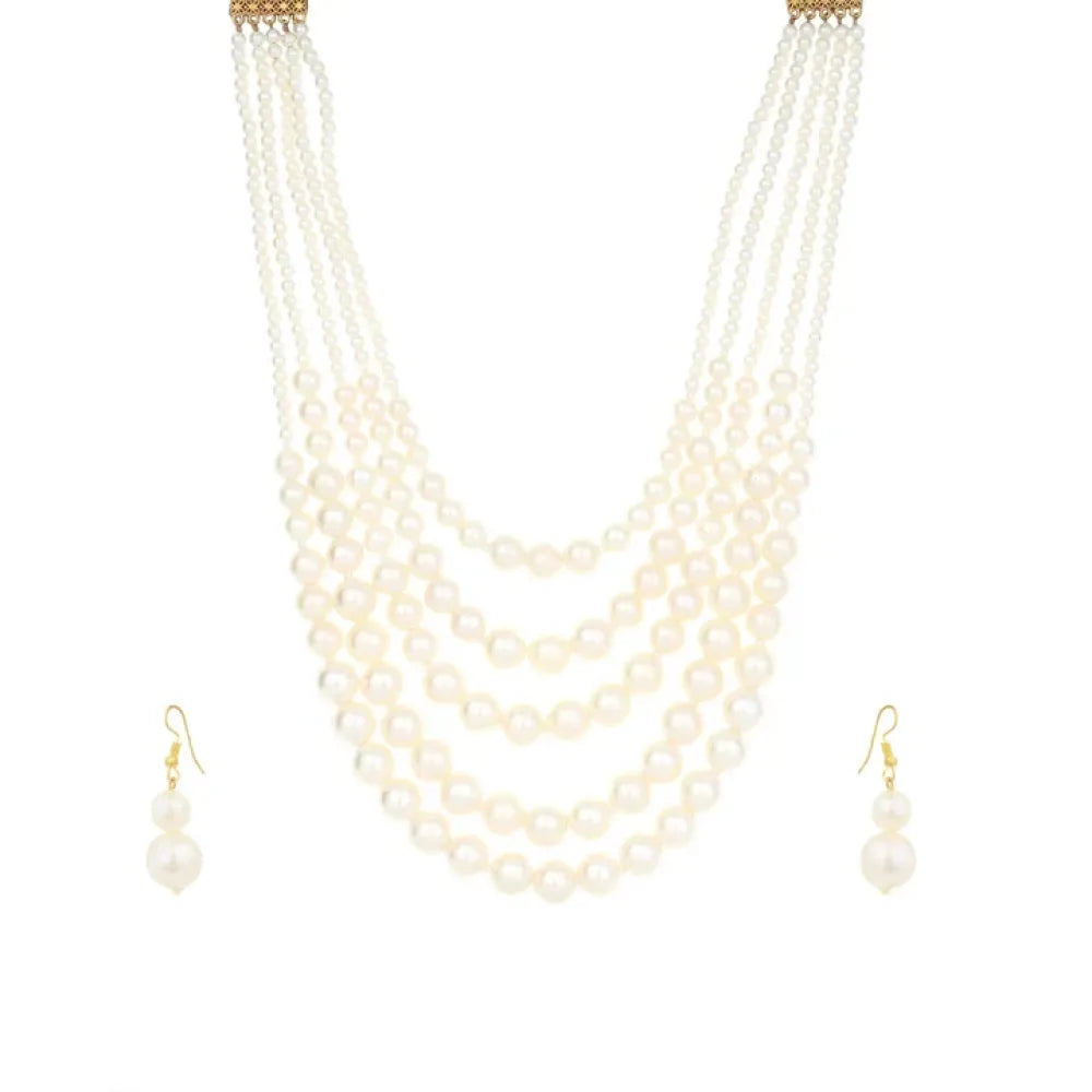 Multi-strand graduated pearl necklace set - jeweller set