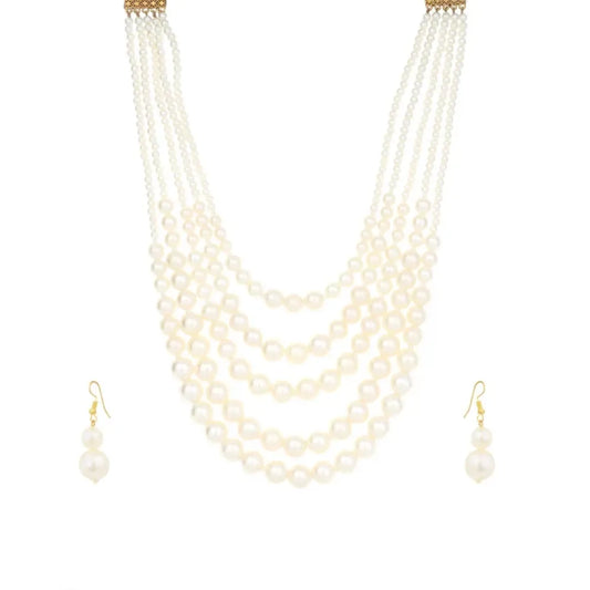 Multi-strand graduated pearl necklace set - jeweller set