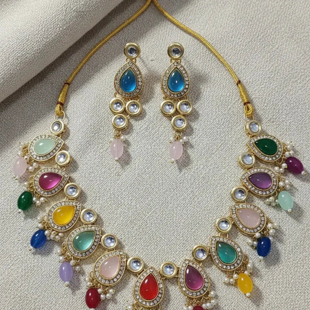 Multicolor kundan choker set - jeweller set