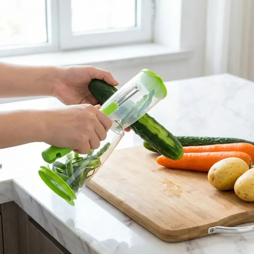 Multifunction kitchen peeler with storage container