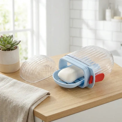 Multifunctional soap box with drain tray and lock clip sabudani (1 pc) - home & kitchen