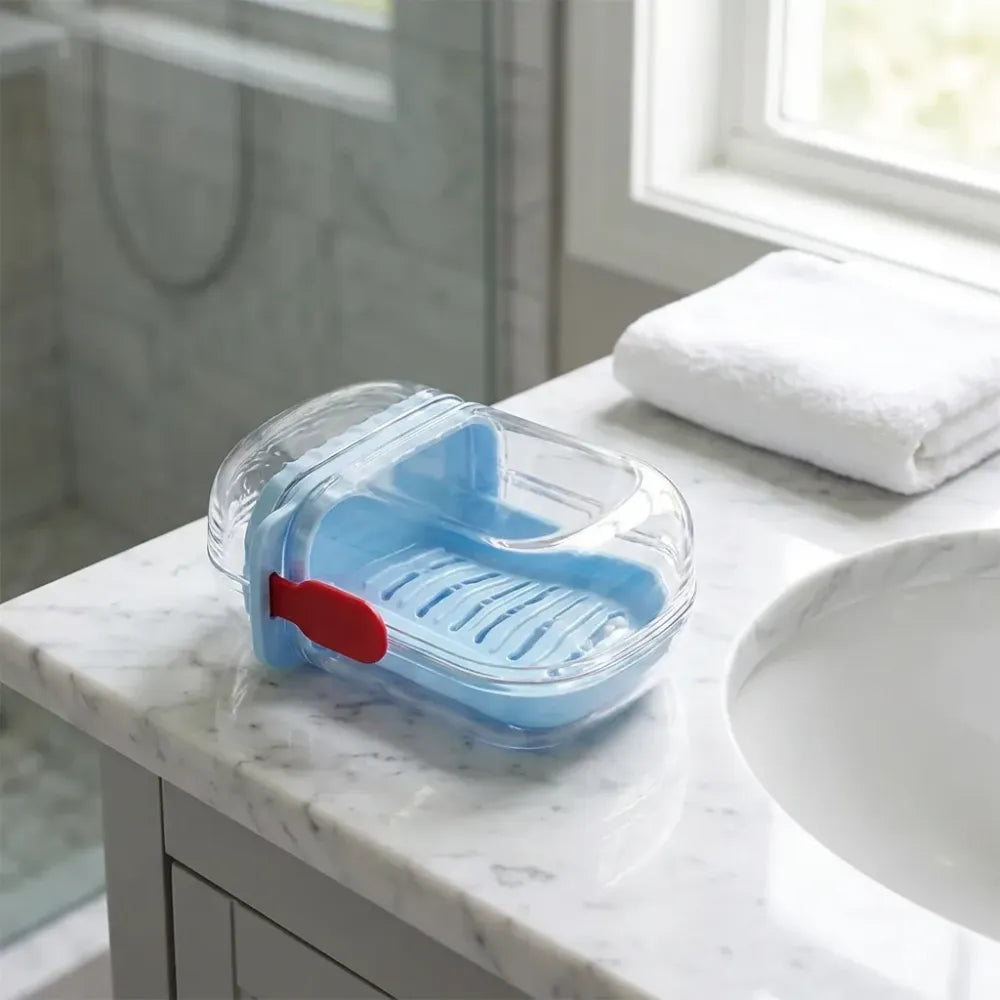 Multifunctional soap box with drain tray and lock clip sabudani (1 pc) - home & kitchen