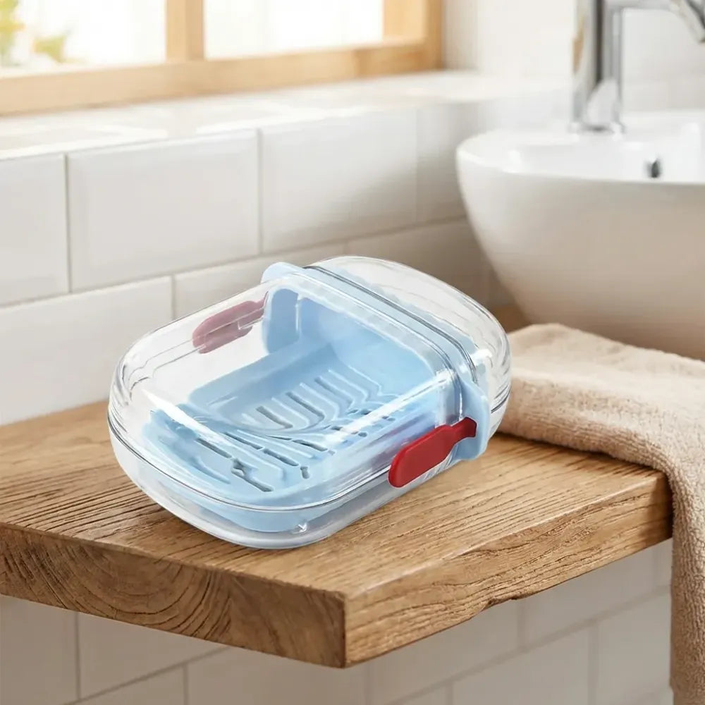Multifunctional soap box with drain tray and lock clip sabudani (1 pc) - home & kitchen