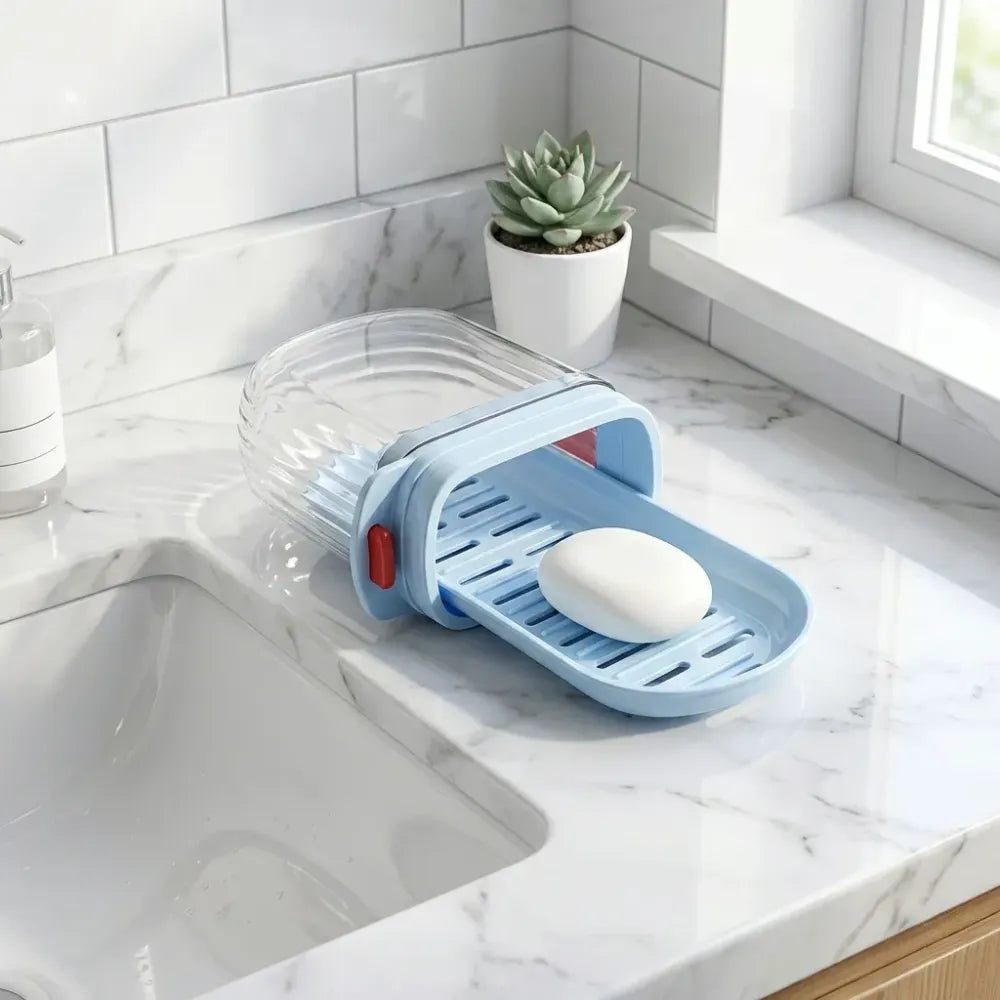 Multifunctional soap box with drain tray and lock clip sabudani (1 pc) - home & kitchen