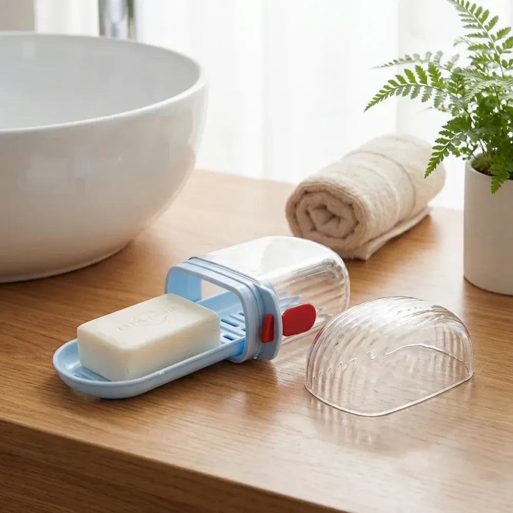 Multifunctional soap box with drain tray and lock clip sabudani (1 pc) - home & kitchen
