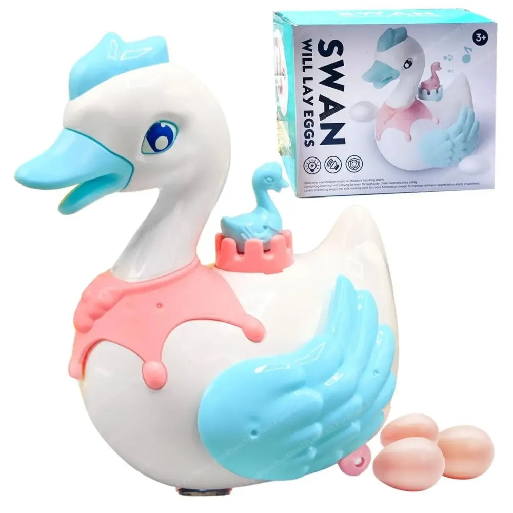 Musical swan egg-laying toy