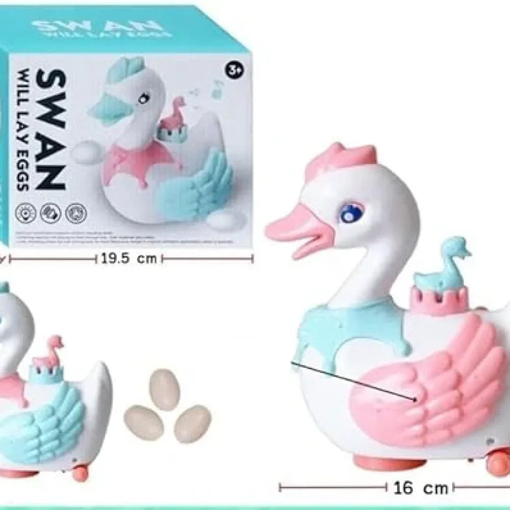 Musical swan egg-laying toy