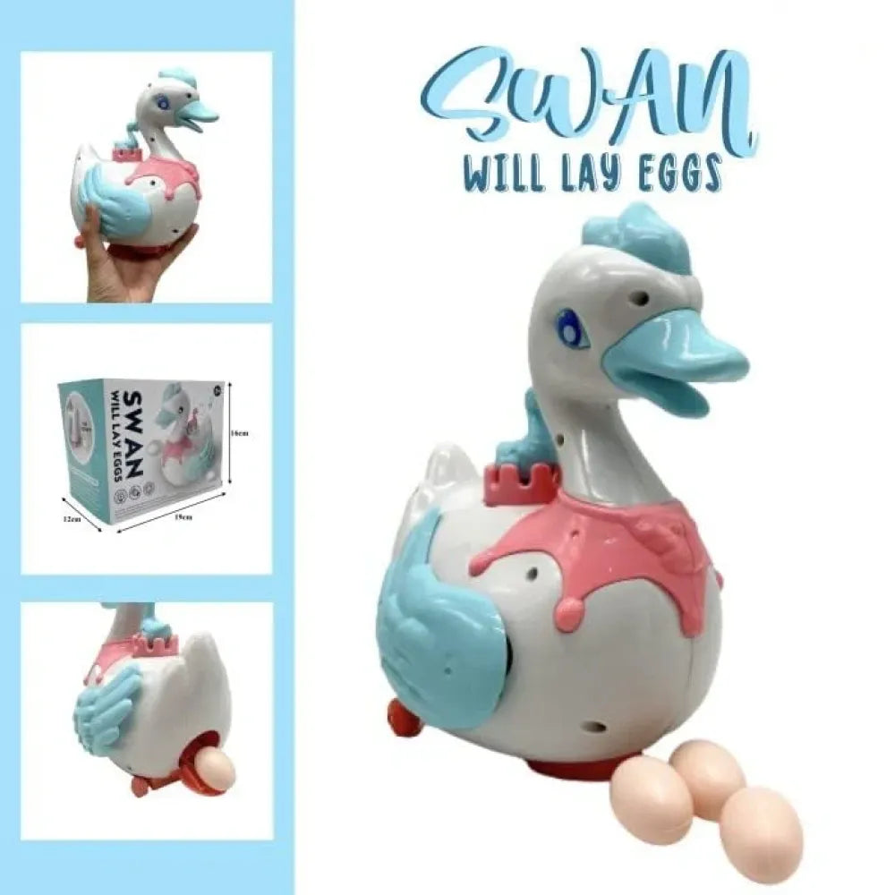 Musical swan egg-laying toy