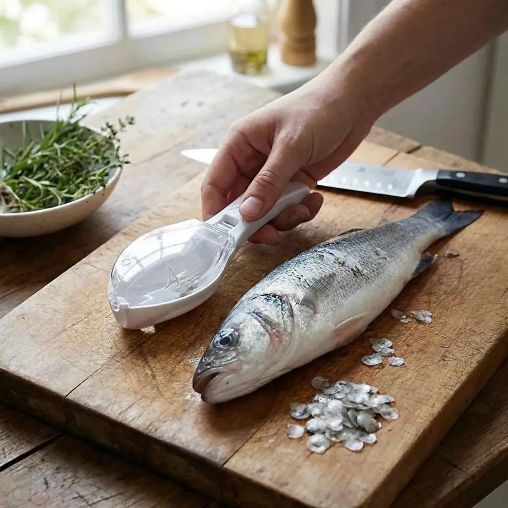 No-mess fish scale scraper - kitchen tool
