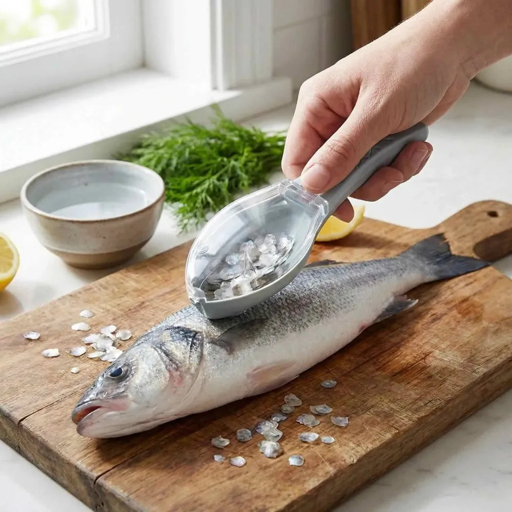 No-mess fish scale scraper - kitchen tool