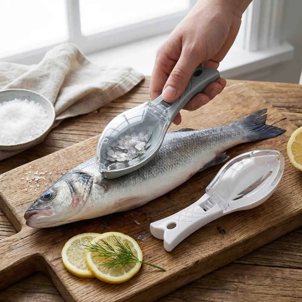No-mess fish scale scraper - kitchen tool