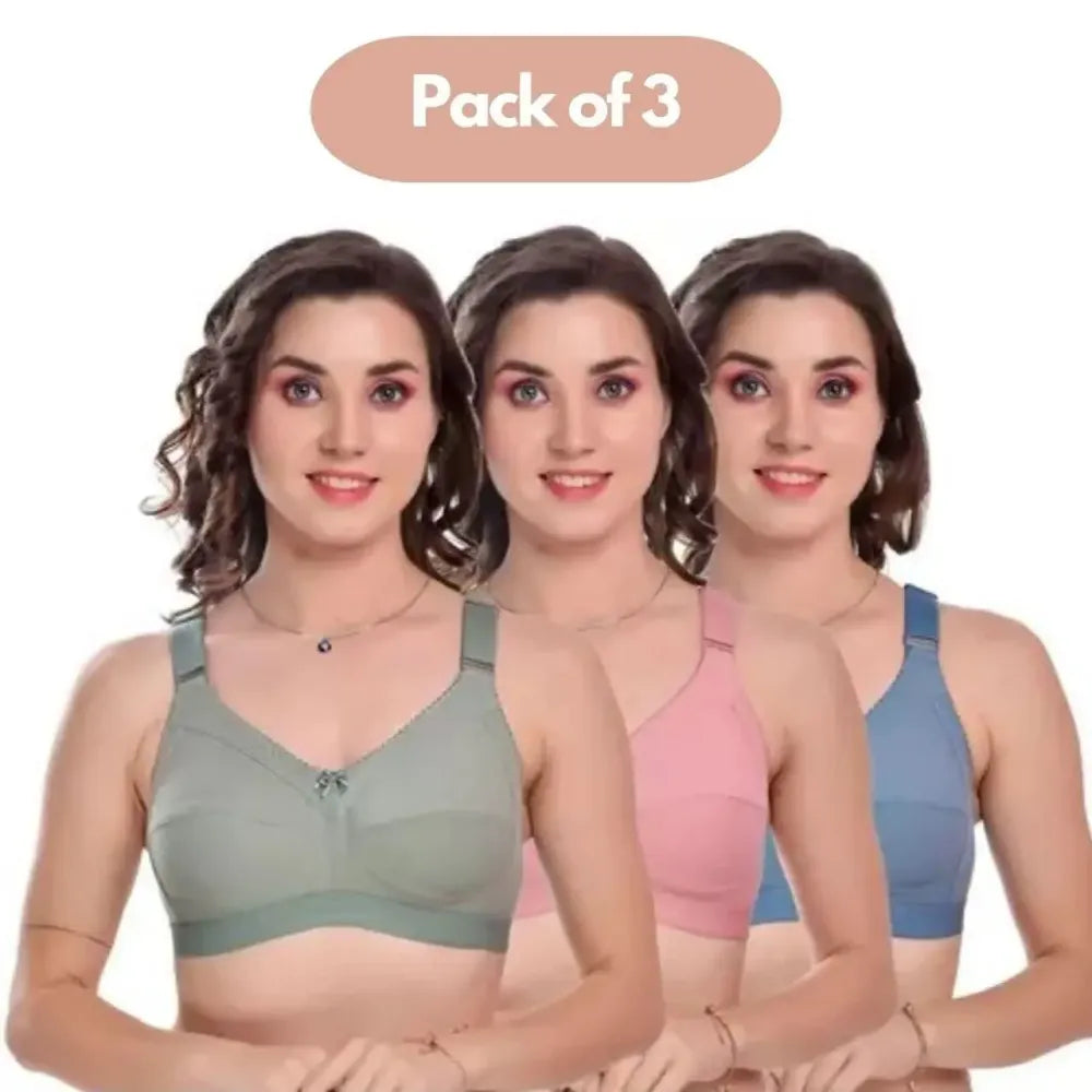 Non-padded cotton bra – pack of 3