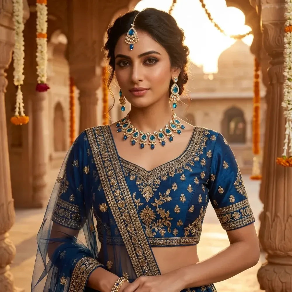 Ocean blue kundan choker set - jeweller set