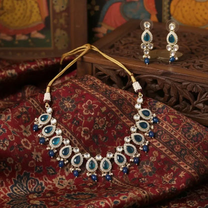 Ocean blue kundan choker set - jeweller set