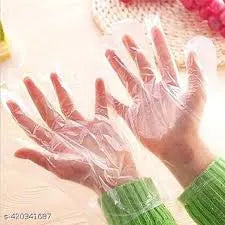 Clear disposable plastic gloves