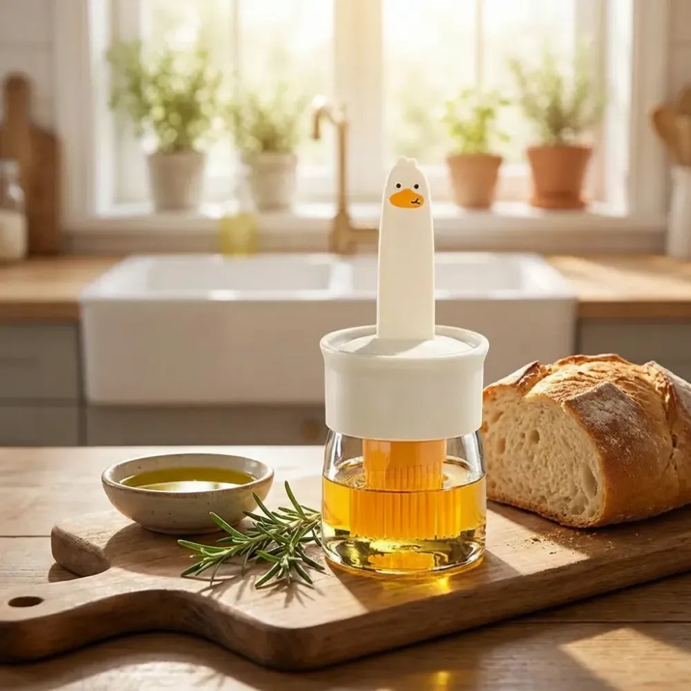 Oil dispenser with silicone brush - home & kitchen