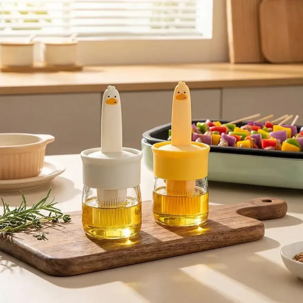 Oil dispenser with silicone brush - home & kitchen