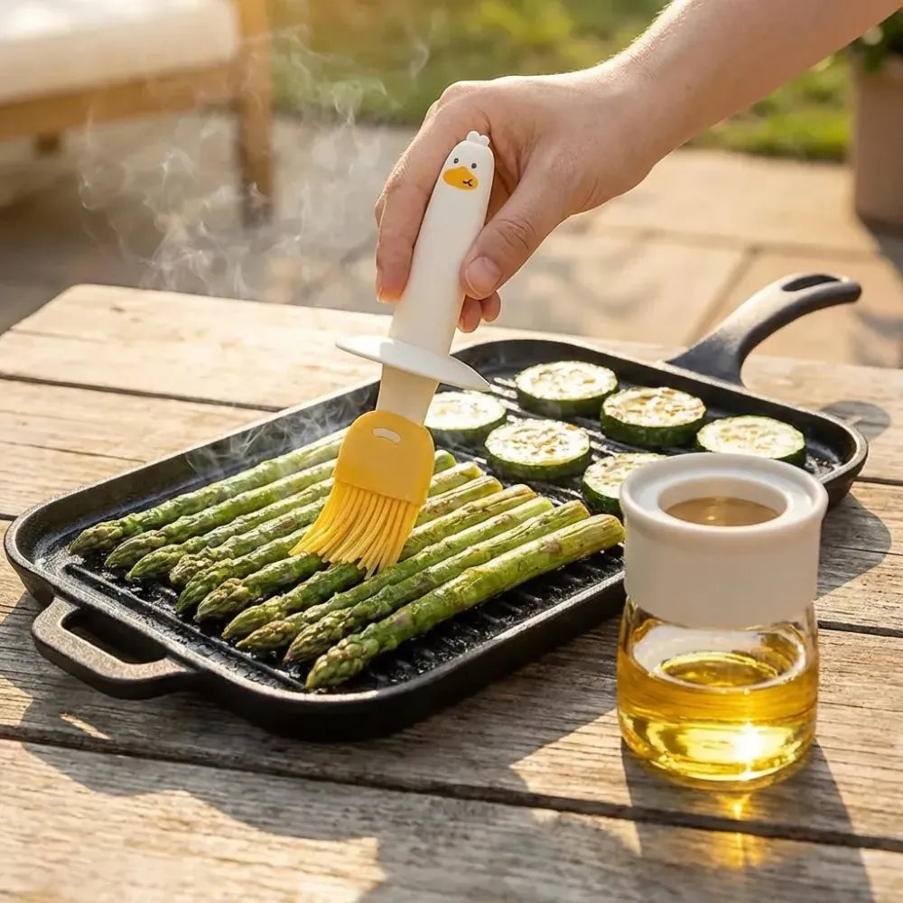 Oil dispenser with silicone brush - home & kitchen
