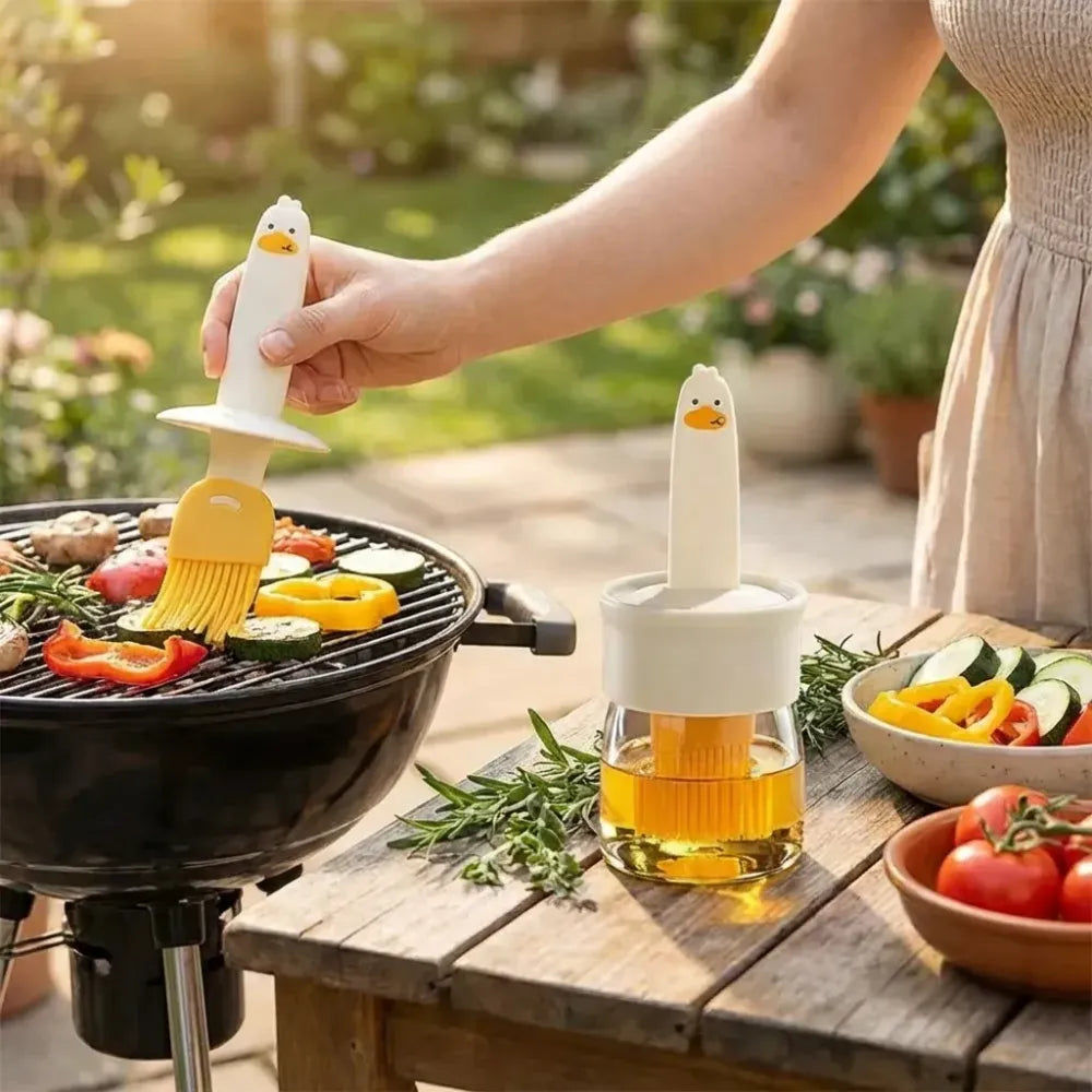 Oil dispenser with silicone brush - home & kitchen