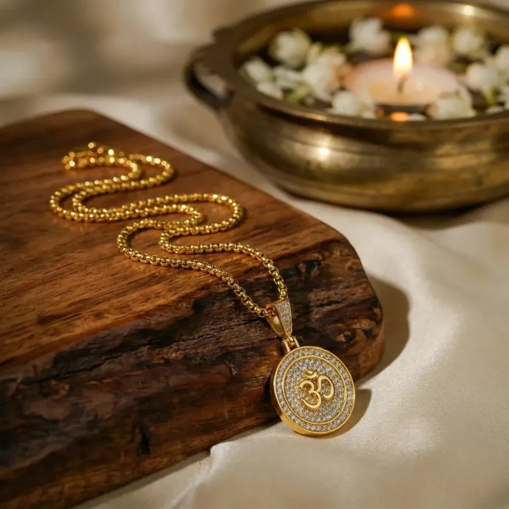 Om pendant with chain for men