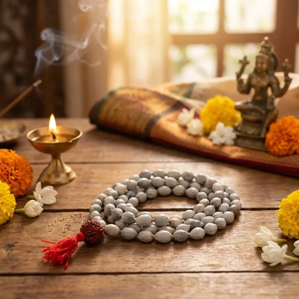 Original vaijayanti mala with rudraksha moira stone