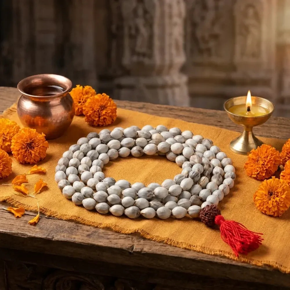 Original vaijayanti mala with rudraksha moira stone