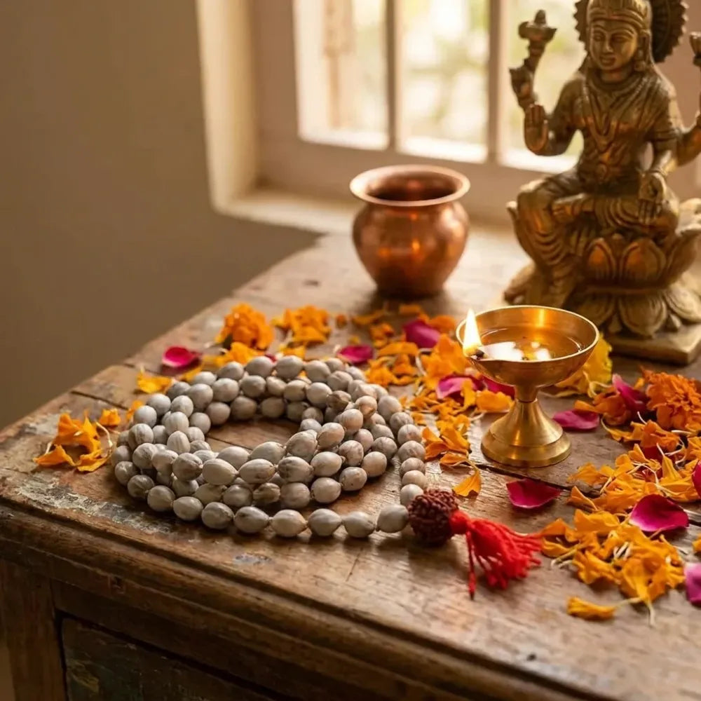 Original vaijayanti mala with rudraksha moira stone