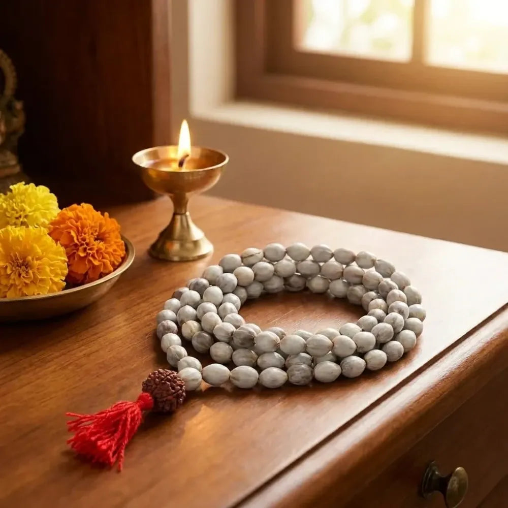 Original vaijayanti mala with rudraksha moira stone