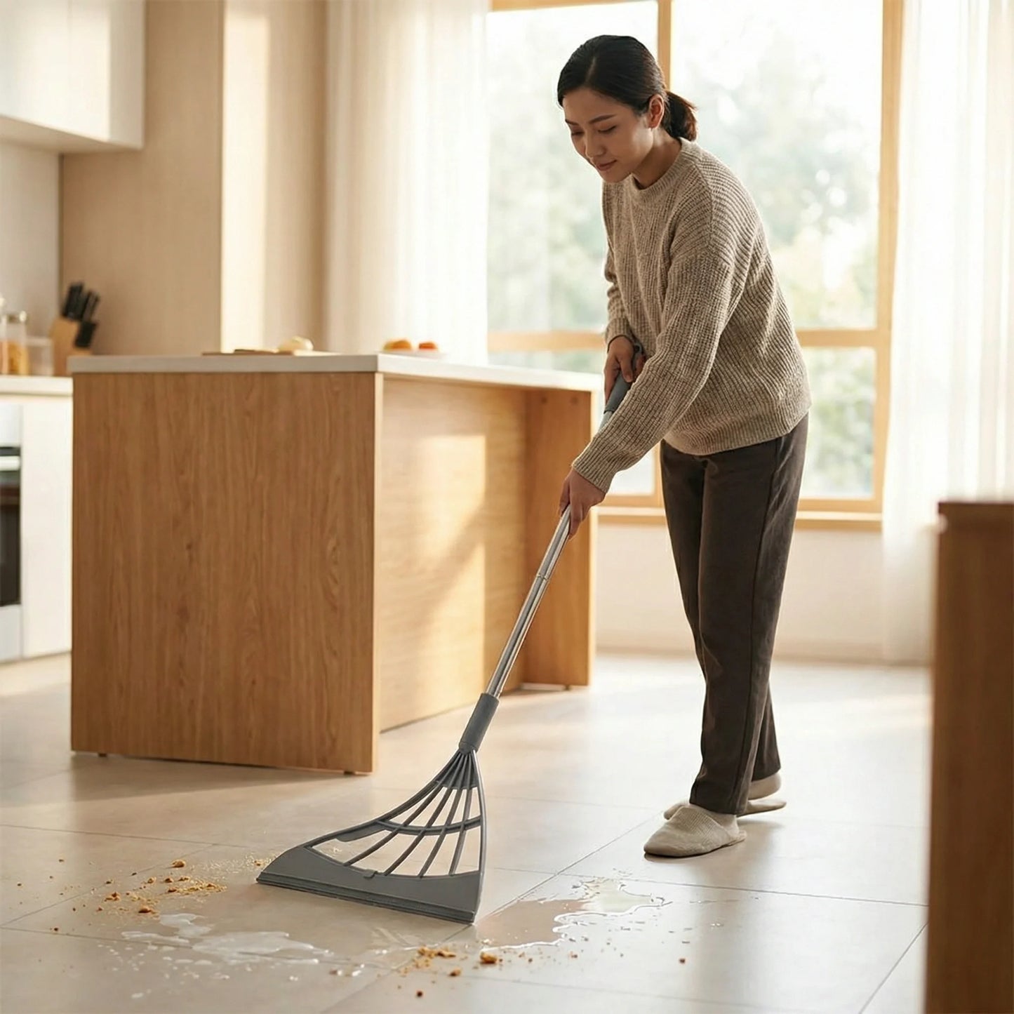 Eco-Friendly Broom with Scraper