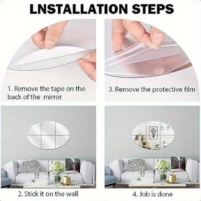 Oval 3d mirror sticker - home improvement