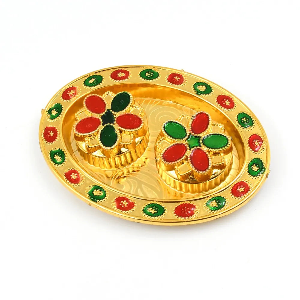 Oval shape special puja thali (1 pc mix design) - home improvement