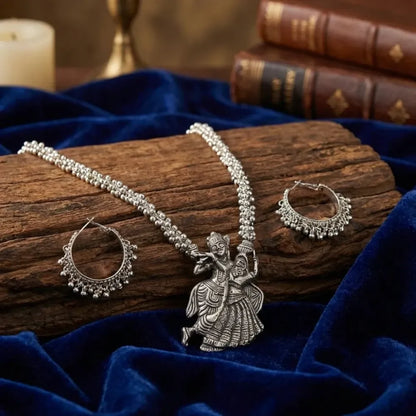 Oxidised silver ganesha pendant necklace set - jeweller set