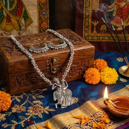 Oxidised silver ganesha pendant necklace set - jeweller set