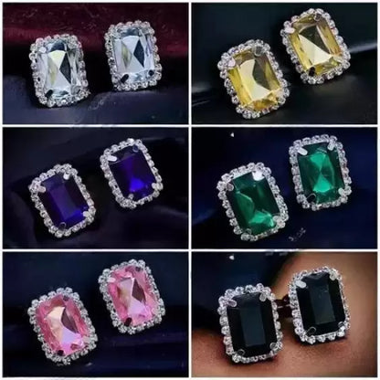 Diamond Gemstone stud Earrings Set - Bracelets
