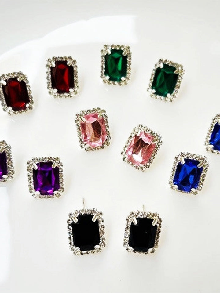 Diamond Gemstone stud Earrings Set