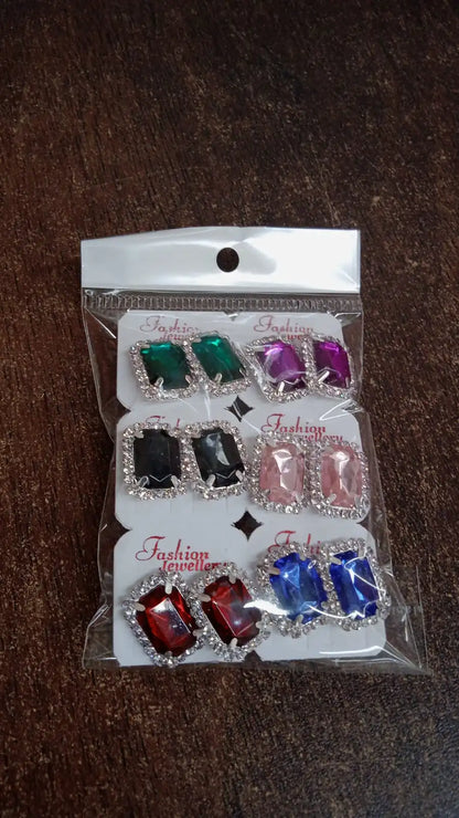 Diamond Gemstone stud Earrings Set - Bracelets