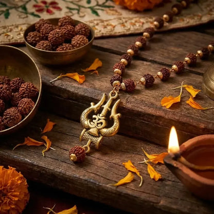 Panchmukhi rudraksha om shiva trishool mala