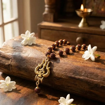Panchmukhi rudraksha om shiva trishool mala