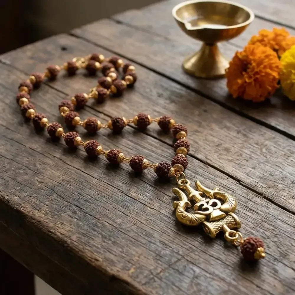 Panchmukhi rudraksha om shiva trishool mala