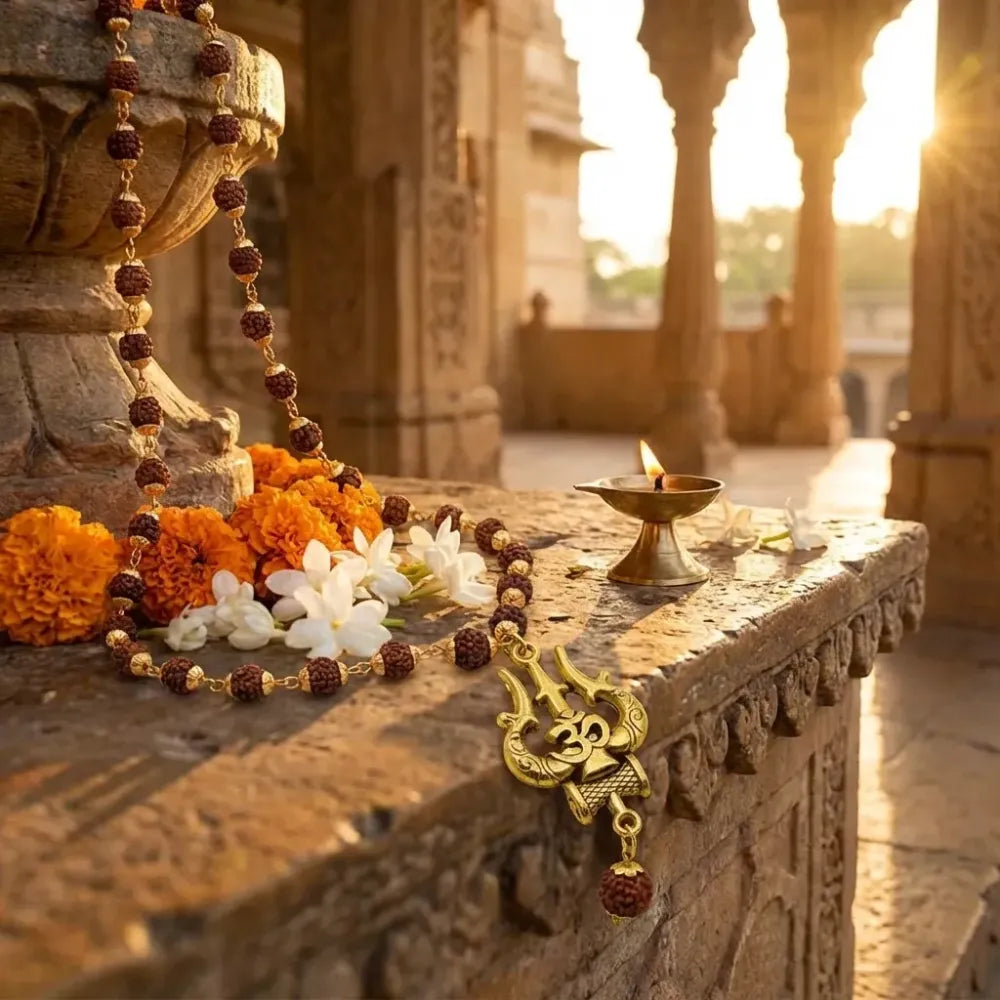 Panchmukhi rudraksha om shiva trishool mala
