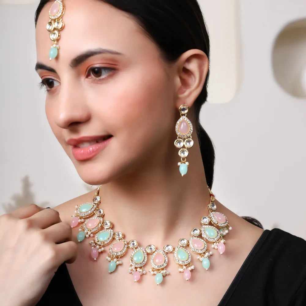 Pastel kundan choker set - jeweller set