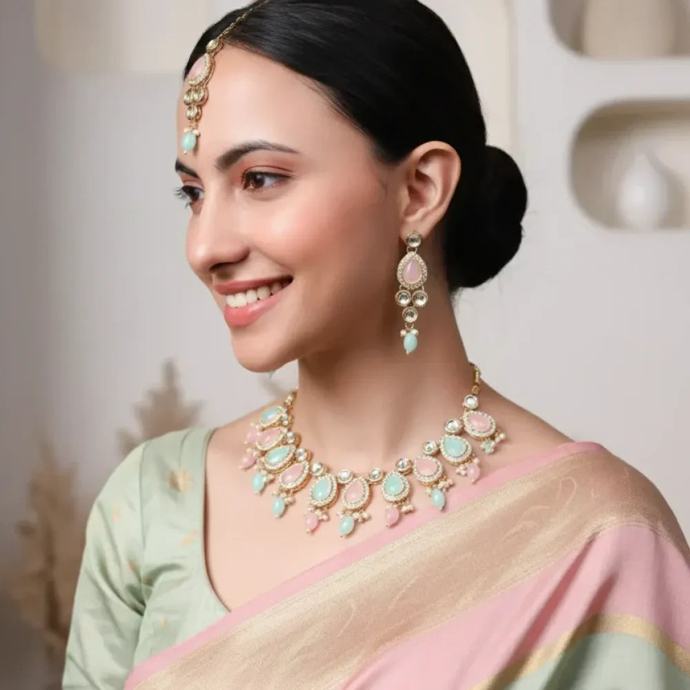 Pastel kundan choker set - jeweller set