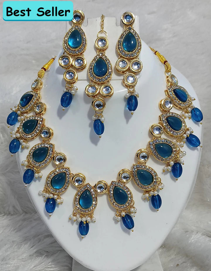 Ocean blue kundan choker set
