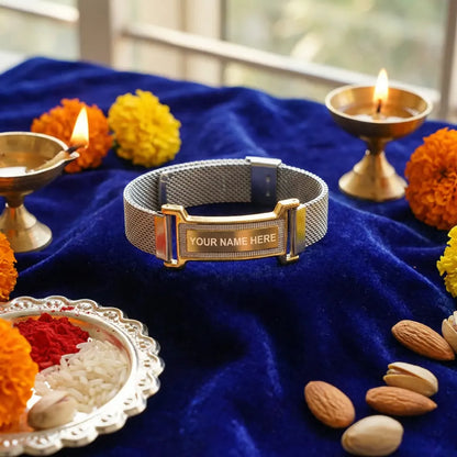 Personalized engraved rakhi bracelet - bracelets