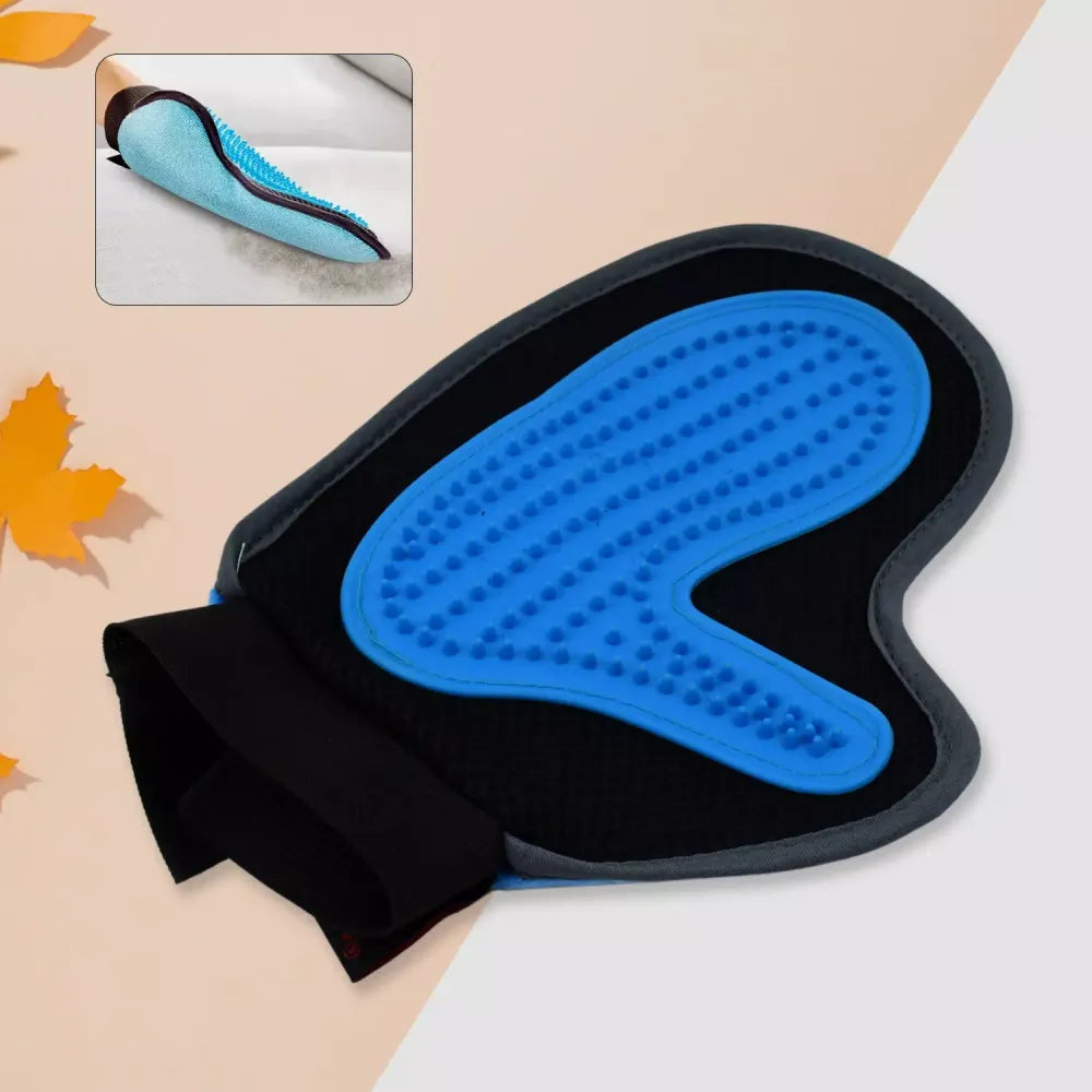 Pet grooming glove brush